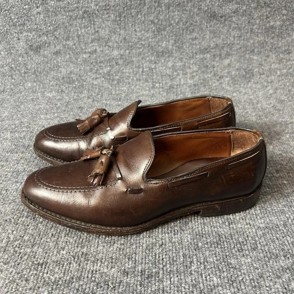 Allen Edmonds Grayson Loafer Shoes Mens Size 7.5 EE Brown Leather Tassel Dress